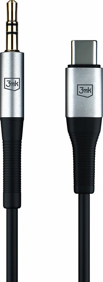 Kabllo AUX 3mk Protection USB-C në Jack 3.5 mm, 1m, e zezë Kabllo AUX 3mk Protection USB-C në Jack 3.5 mm, 1m, e zezë