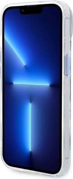 Mbështjellës Guess Metal Outline MagSafe për iPhone 14 Plus/15 Plus, Kaltër/Transparent