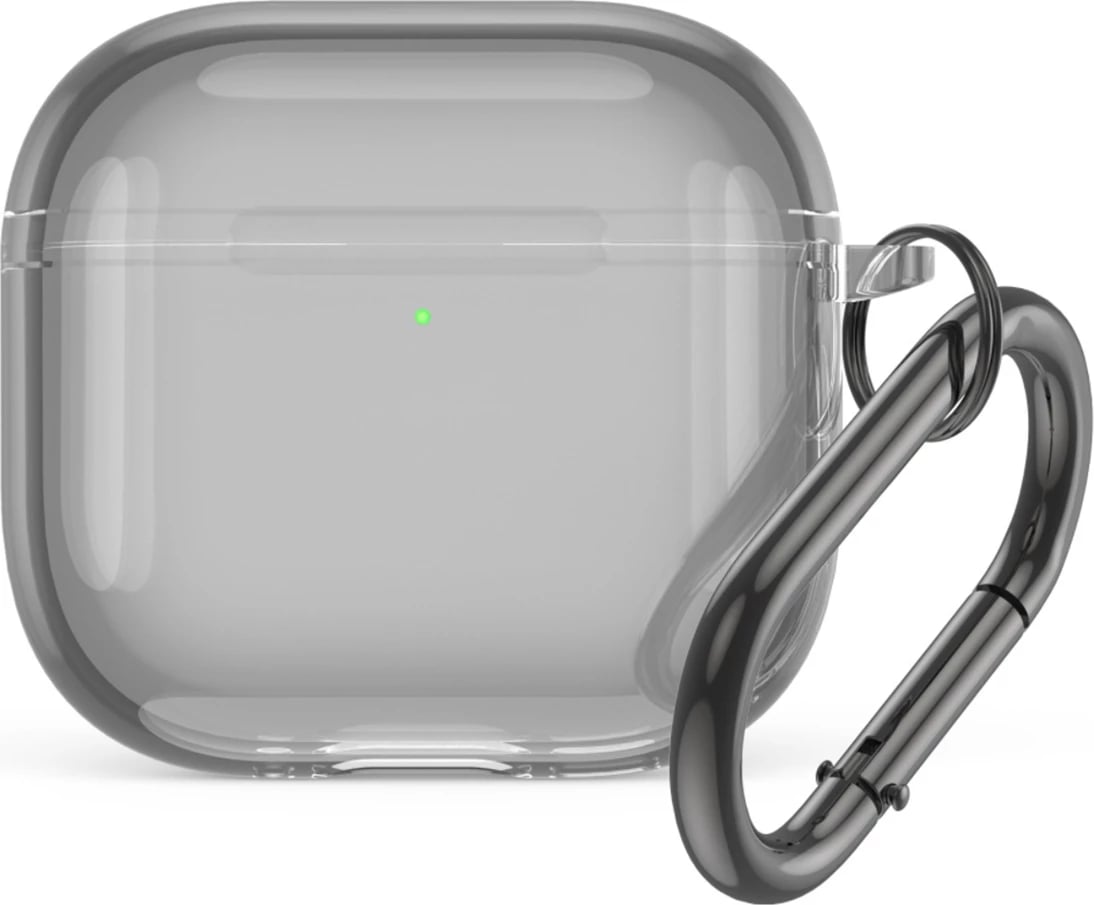 Mbështjellës Hurtel për AirPods 4, transparent me karabiner, Gri
