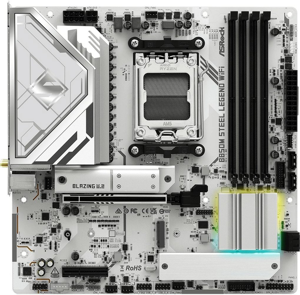 Pllakë amë ASRock B850M Steel Legend WiFi, Socket AM5, DDR5, Wi-Fi 7, e bardhë
