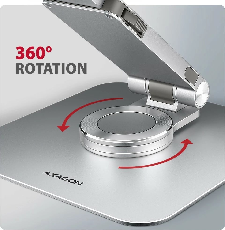 Mbajtës laptopi AXAGON STND-LR, alumini, rrotullues 360°, i rregullueshëm, Silver