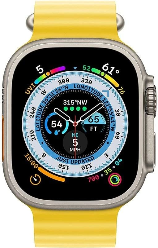 Smartwatch Apple Ultra Cellular 49mm, Titanium Case me Yellow Ocean Band