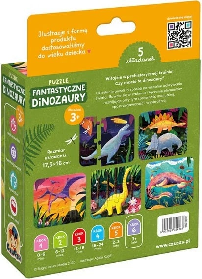 Puzzle për fëmijë CzuCzu Fantastic Dinosaurs, 45 pjesë, shumëngjyrëshe, set prej 5 copësh Puzzle për fëmijë CzuCzu Fantastic Dinosaurs, 45 pjesë, shumëngjyrëshe, set prej 5 copësh