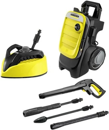 Pastrues me presion të lartë, Kärcher K 7 Compact Home (1.447-053.0), motor me ftohje me ujë, zorrë 10 m, Quick Connect, T 7 + pastrues gur/fasadë 1 L, verdhë/zi