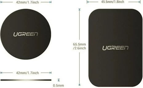 Pllaka metalike UGREEN LP123 për mbajtëse magnetike, 2 copë, e zezë