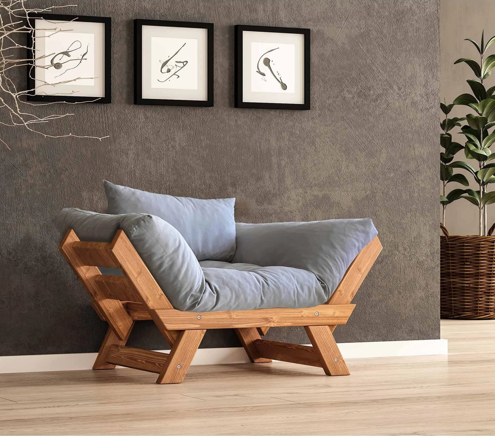 Karrige për kopsht, një vend, Skye Decor, ngjyrë teak dhe gri, CPT8153-140