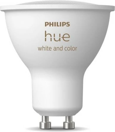 Dritë LED Philips Hue GU10, Smart, Ndryshim ngjyrash, E bardhë