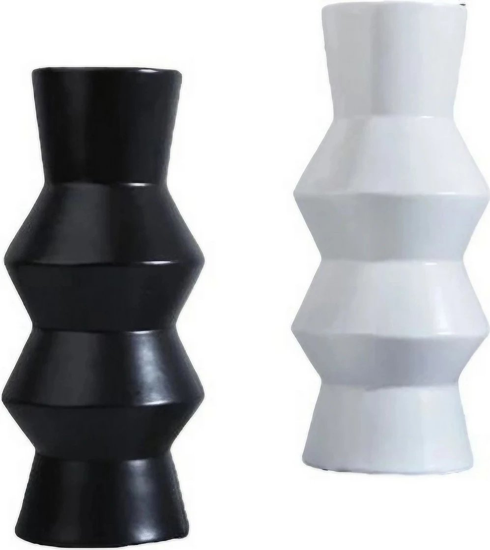 Set vazo dekorative Evila Originals, e zezë dhe e bardhë, CY0211, 2 copë Set vazo dekorative Evila Originals, e zezë dhe e bardhë, CY0211, 2 copë
