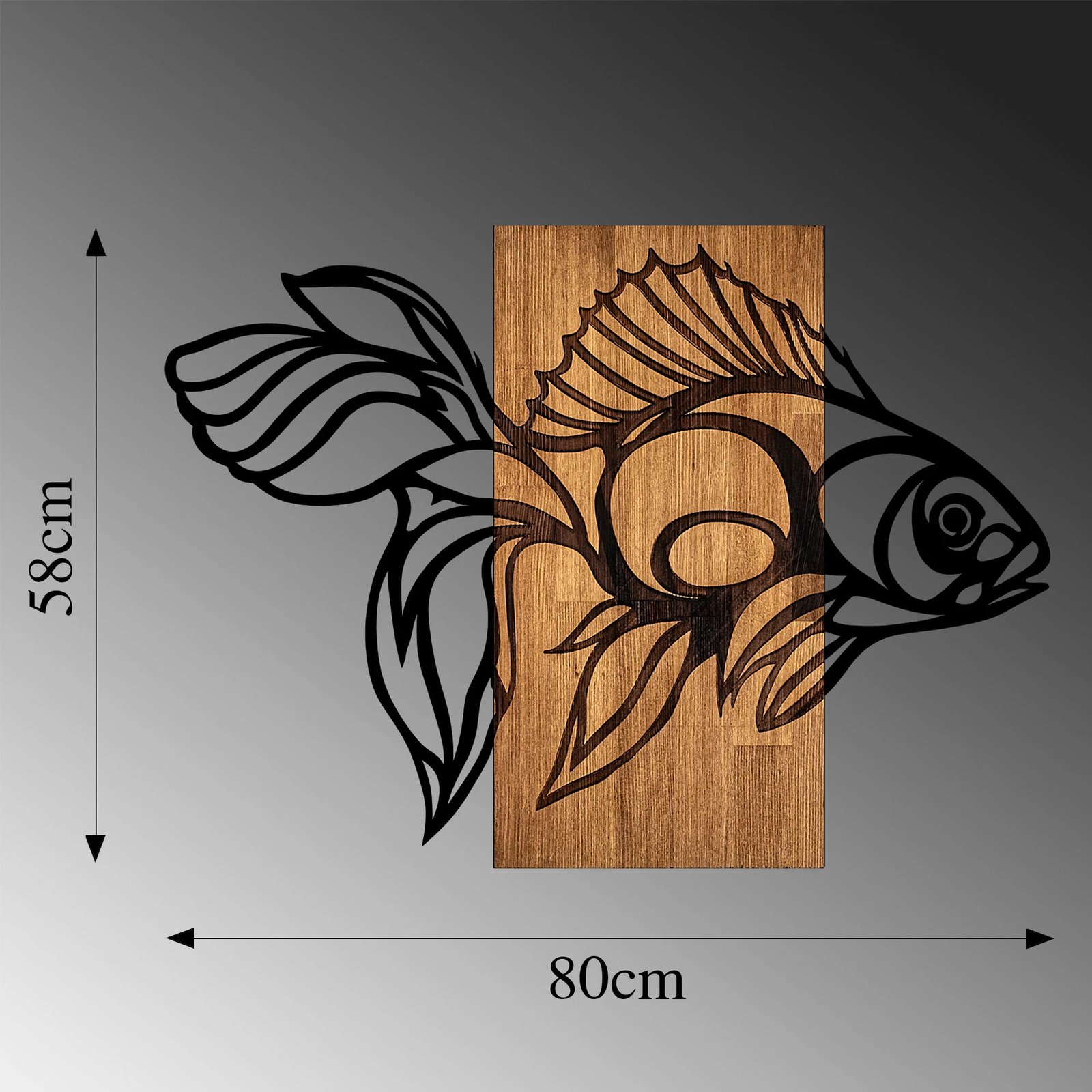 Aksesor dekorativ muri prej druri, Wallity MA-306, ngjyrë arre, e zezë, 58x80cm