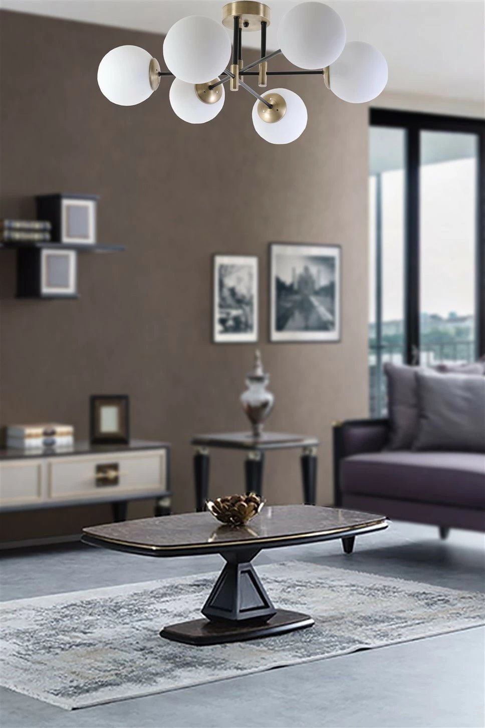 Llambë tavani Opviq Dolunay 6-sh, metal i bardhë, gotë e bardhë