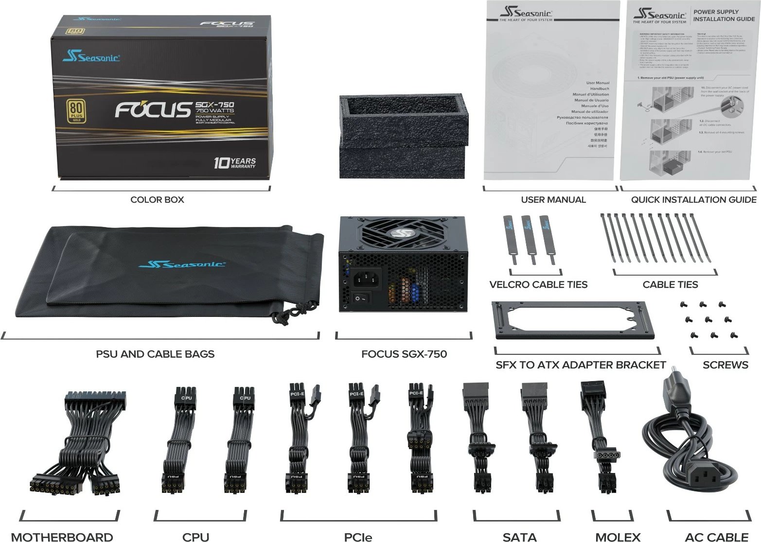 Furnizues energjie Sea Sonic FOCUS SGX-750, 750 W, 80 PLUS Gold, i zi