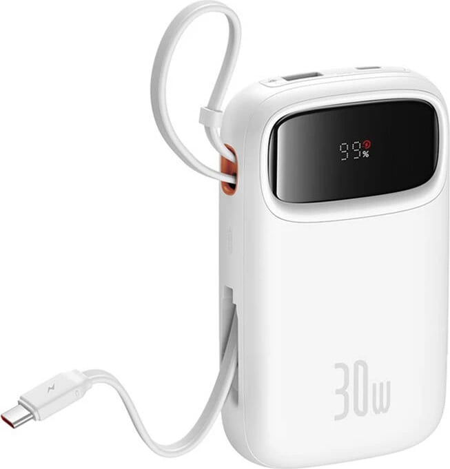Powerbank Baseus QPow 2, 10000mAh, 30W, e bardhë