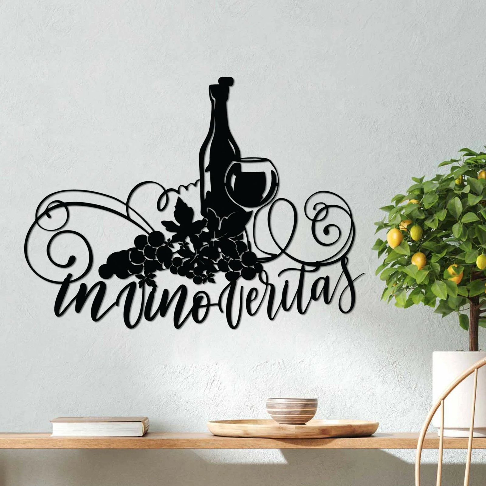 Aksesor dekorativ metalik për mur, Wallity Veritas 3, ngjyrë e zezë, 56x42cm