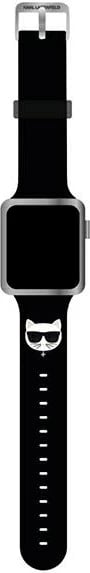 Rrip silikoni për Apple Watch Karl Lagerfeld KLAWLSLCK Choupette Heads, i zi, 42/44/45mm