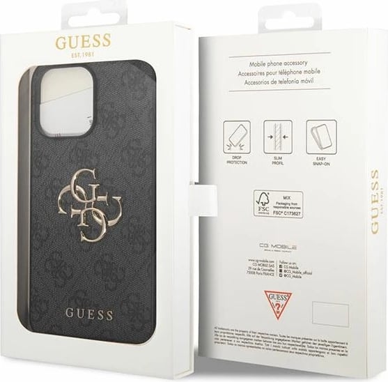 Mbështjellës Guess 4G Big Metal Logo për iPhone 15 Pro Max, Gri Mbështjellës Guess 4G Big Metal Logo për iPhone 15 Pro Max, Gri