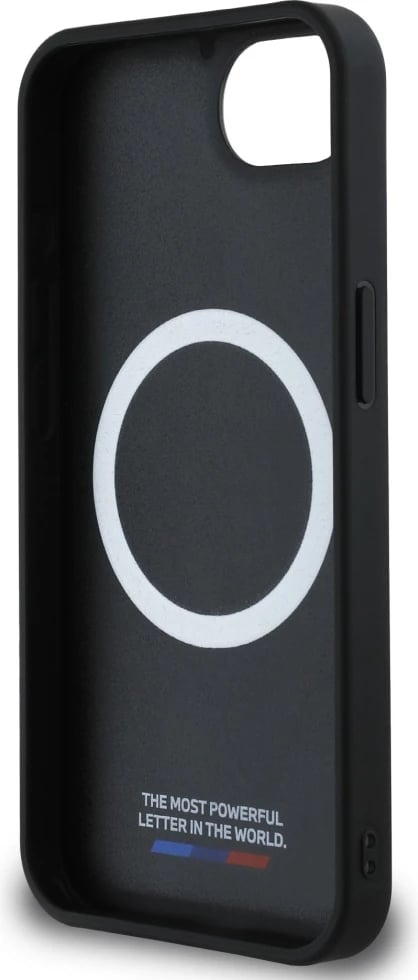 Mbështjellës BMW Oversized Stripes MagSafe për iPhone 16e, lëkurë, e zezë