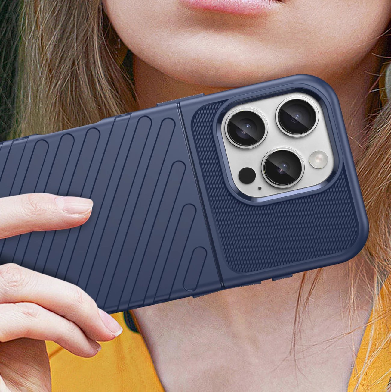 Mbështjellës Hurtel Thunder Case për iPhone 16 Pro, silikon, Blu