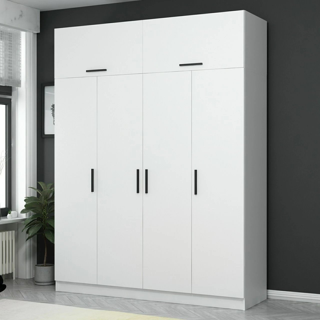 Dollap Hanah Home, Kale - 3084, i bardhë, 180x235x52cm