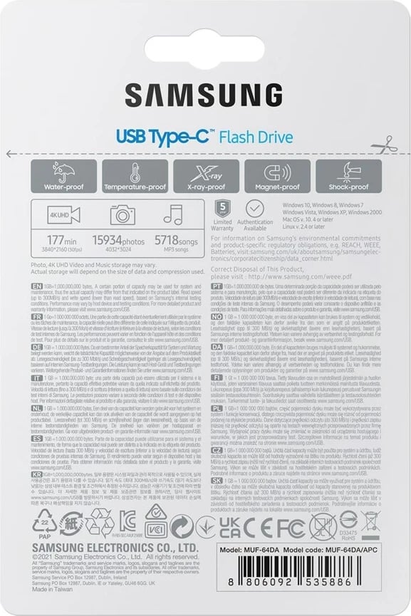 USB flash Samsung MUF-64DA, 64 GB, USB Type-C 3.2 Gen 1, Kaltër