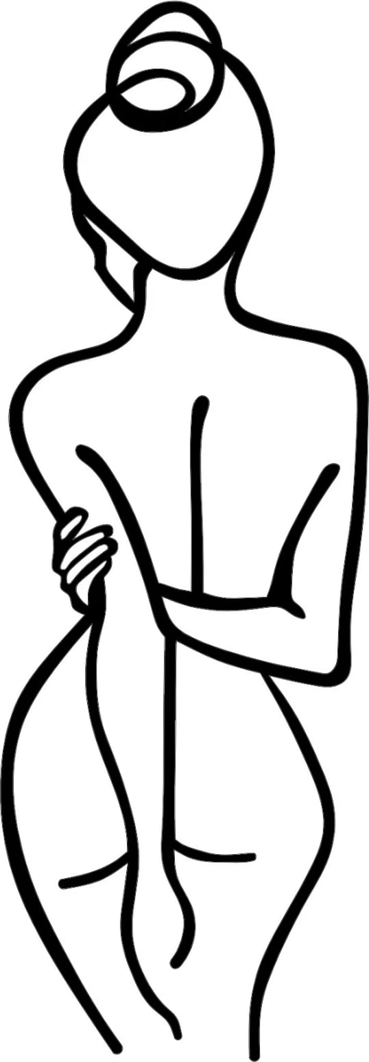 Aksesor dekorativ metalik për mur, trup gruaje, Wallity