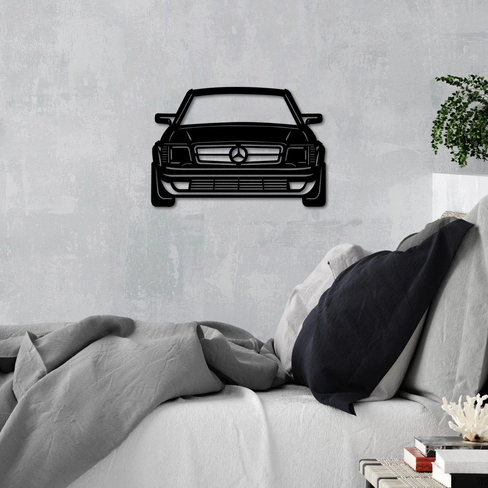 Aksesor dekorativ metalik për mur, Wallity, Mersedes Benz AMG 80S, ngjyrë e zezë, 60x42cm