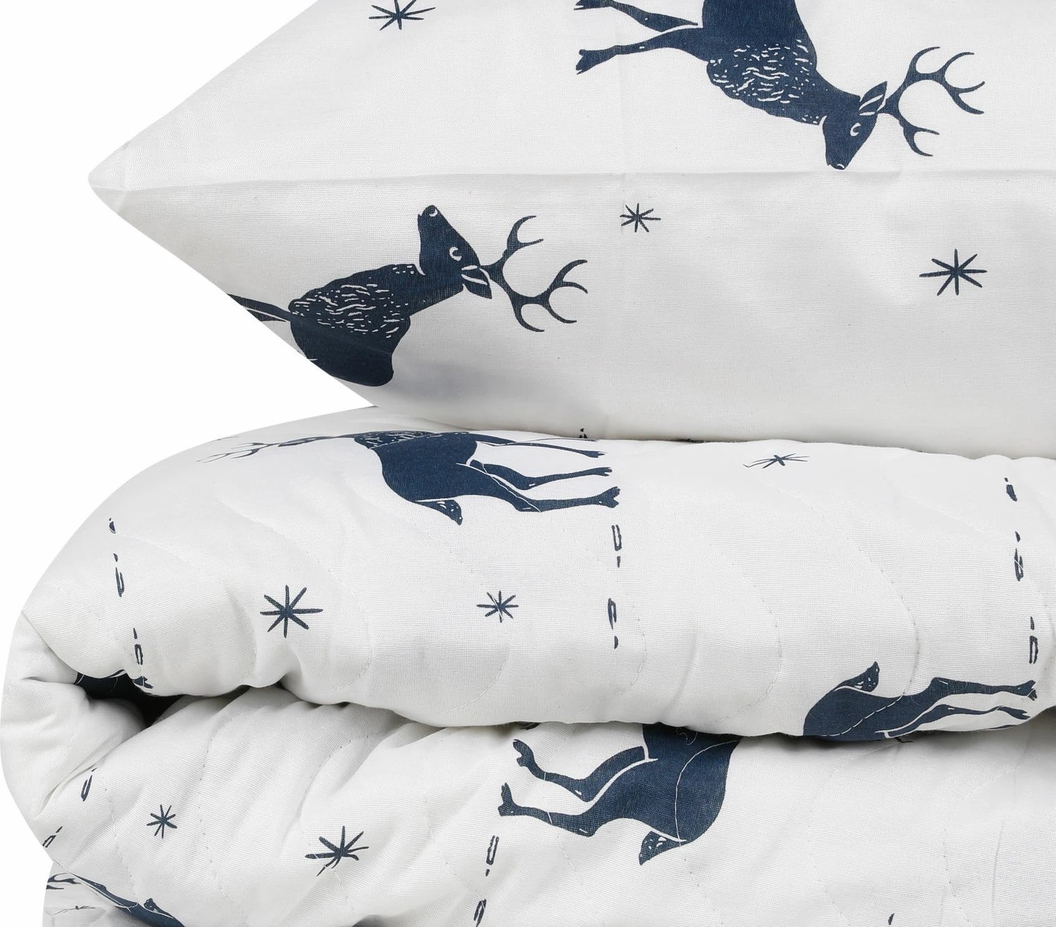 Set mbulesë krevati king size, i qepur, geyik, ngjyrë kaltër e errët, L'Essentiel Linge de Maison