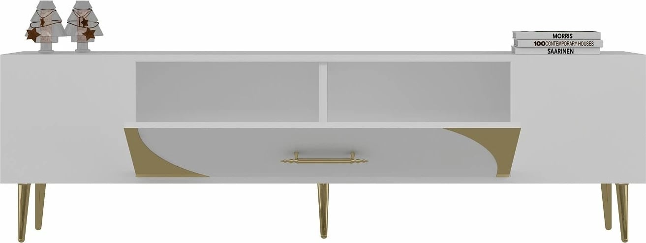 Komodë për TV, Skye Decor, e bardhë dhe ari, Dekop2