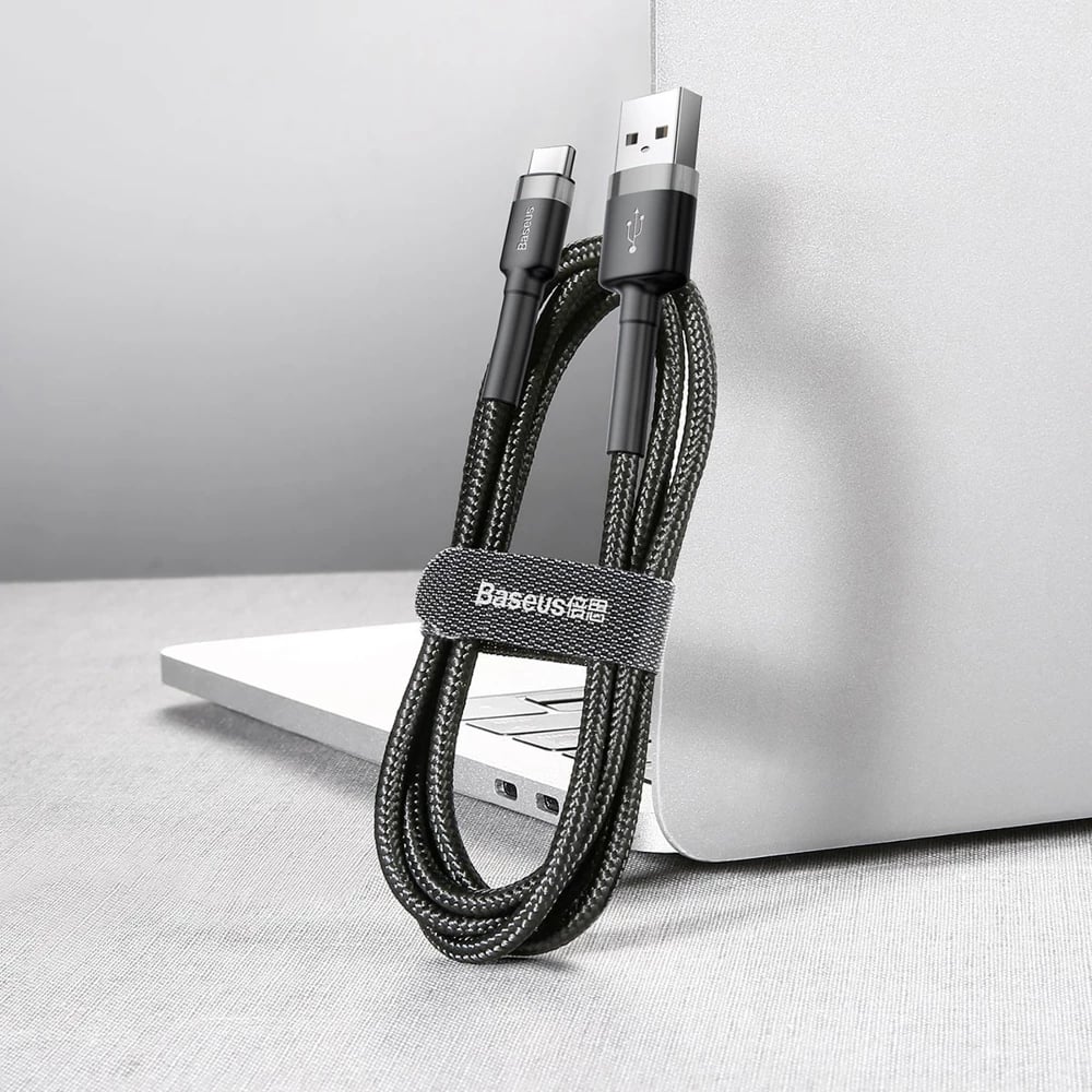 Kabllo Baseus Cafule CATKLF-AG1 USB-A në USB-C, 0.5m, 3A, QC 3.0, e zezë-gri