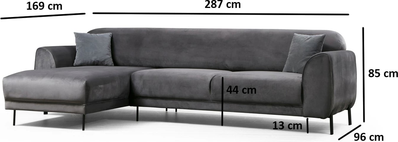 Kënd divan-krevat Atelier del Sofa, këndi majtas, anthracite