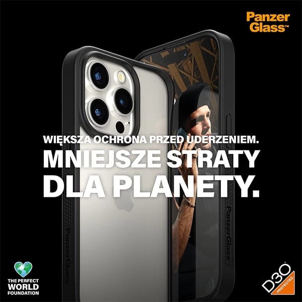 Mbështjellës PanzerGlass ClearCase për iPhone 15 Pro, Transparent & Zi