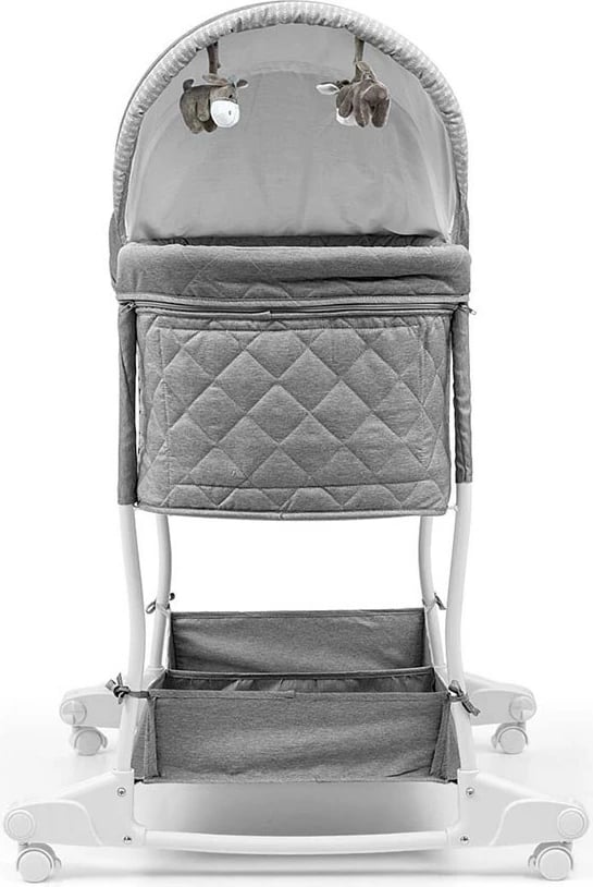 Djep 2-në-1 për foshnje, Milly Mally Dream On, metal kornizë, rrota me bllokim, baldakin i palosshëm, dyshek i butë, gri