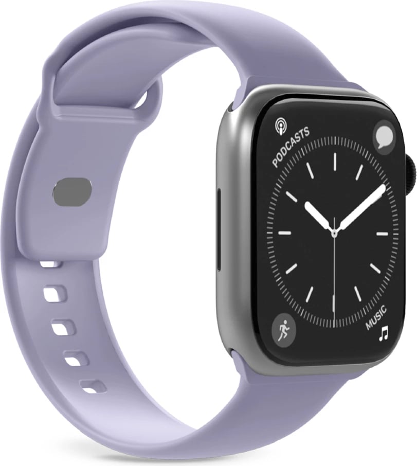 Rrip Smartwatch Puro Icon për Apple Watch 38/40/41/42 mm, silikon, me kopëse metalike, set 2 rripa S/M & M/L, vjollcë