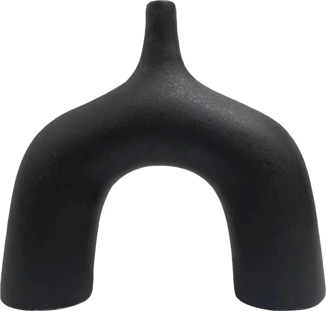 Dekor tavoline prej qeramike, seri ISIL, FH4601.02, ngjyrë e zezë mat, 34x10x33 cm