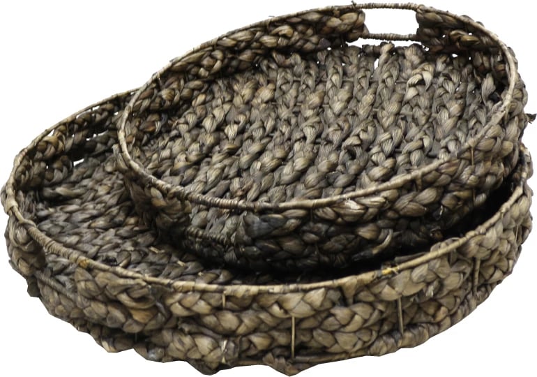 Set tabakash SALV prej hiacinte dhe hekuri, natyrale/zeza, 2 copë, 50x50x8 cm