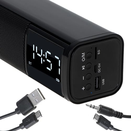 Altoparlant me orë zgjimi, Adler AD 1191, Bluetooth 5.0, stereo 2x5W, SD/USB/AUX, bateri 1200 mAh, i zi Altoparlant me orë zgjimi, Adler AD 1191, Bluetooth 5.0, stereo 2x5W, SD/USB/AUX, bateri 1200 mAh, i zi