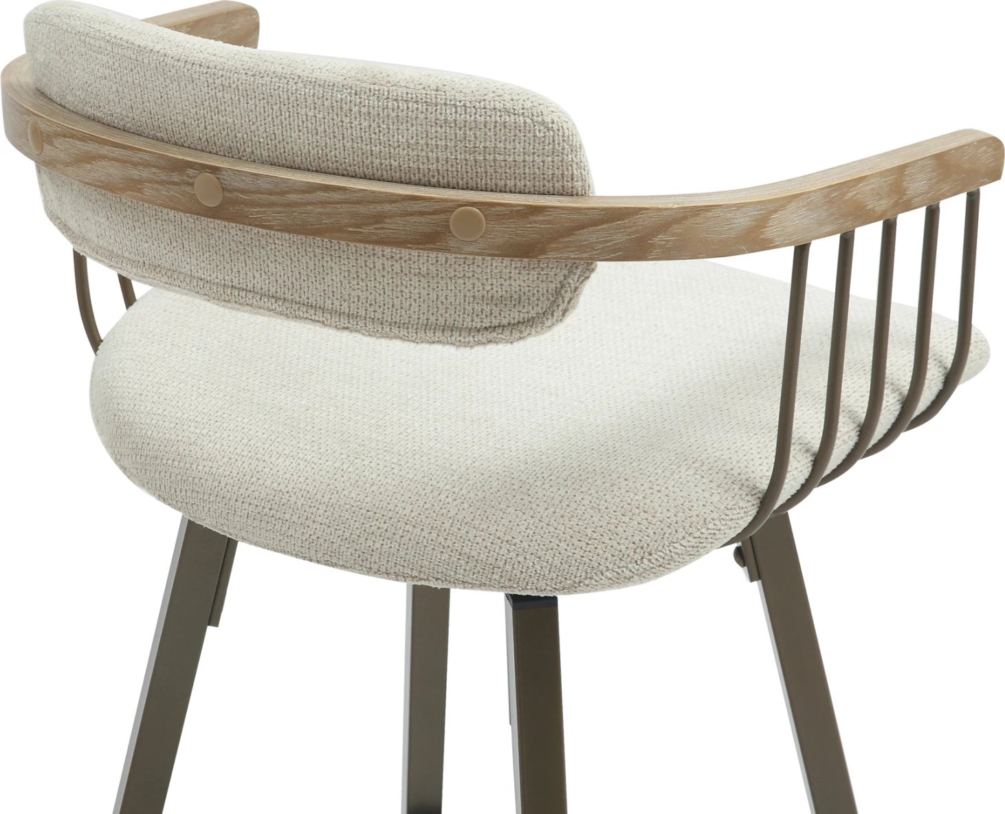 Karrige për bar rrotulluese LANG FH9990.01, metal ngjyrë bakri antik, pëlhurë ecru, 51.5x48.5x89.5H cm