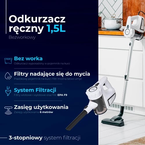 Fshesë me korrent vertikale pa thes, Adler AD 7036w, 800W, depozitë 1.5L, kabllo 5m