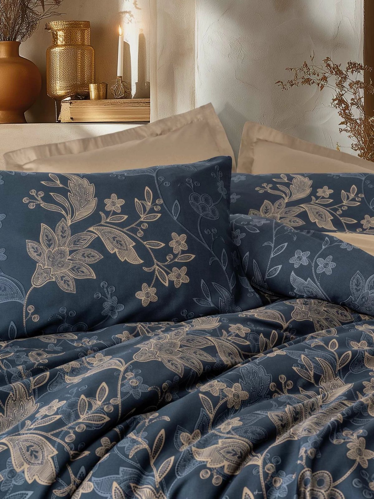 Set mbulesë për jorgan super king, saten, L'Essentiel Linge de Maison, Noctelle, bezhë