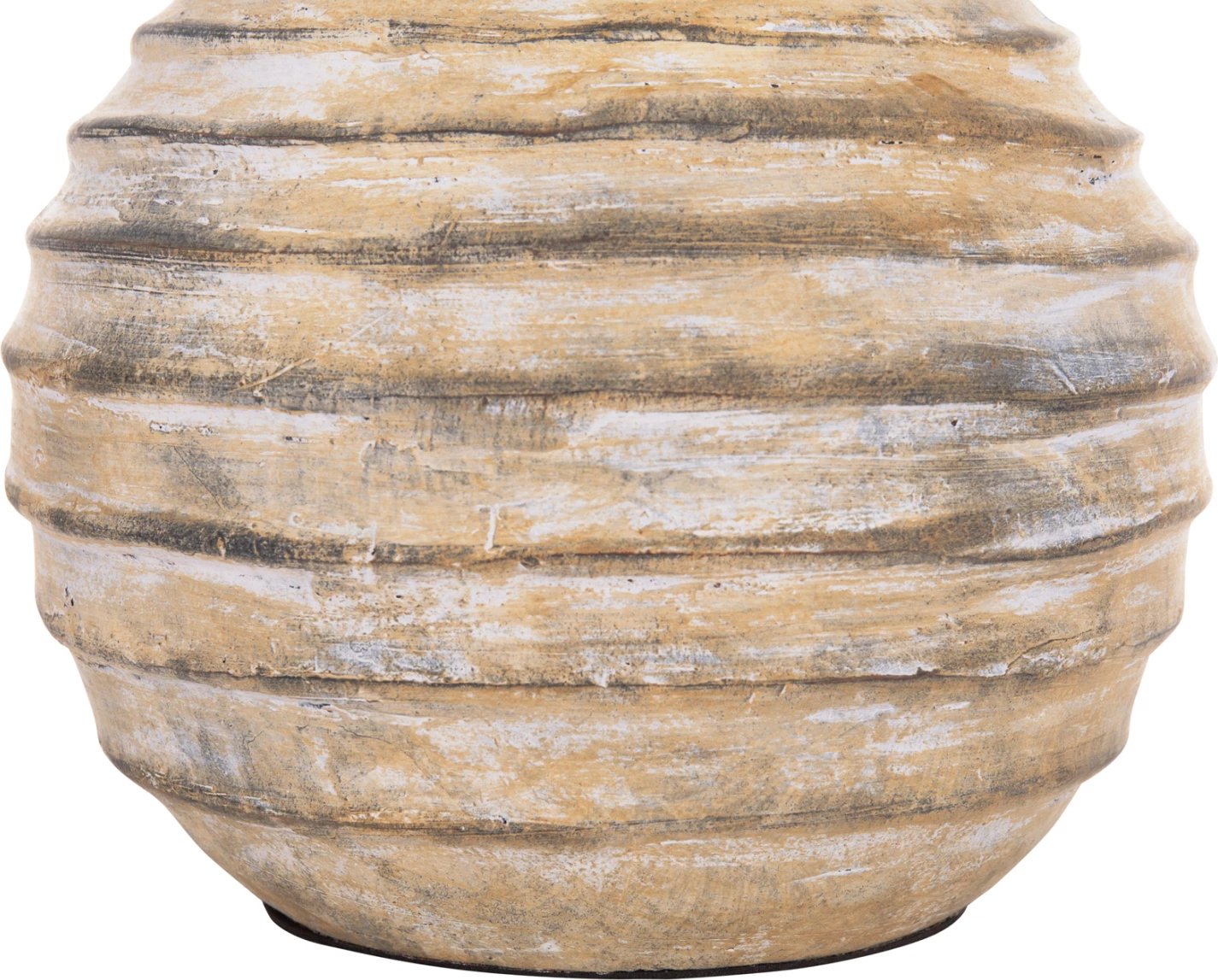 Vazo dekorative tavoline, terrakotë, ngjyrë bezhë e furçuar, VERMO FH4401, 27x30cm