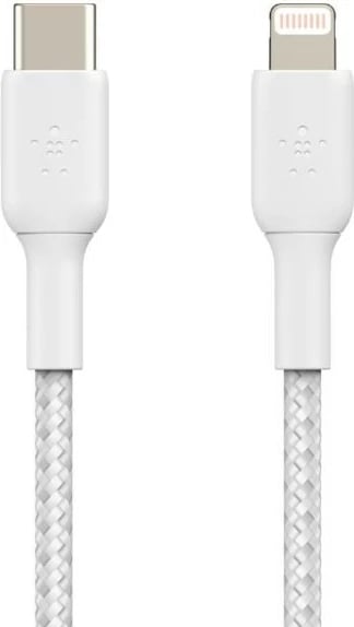Kabllo Belkin USB-C në Lightning, 1m, E bardhë