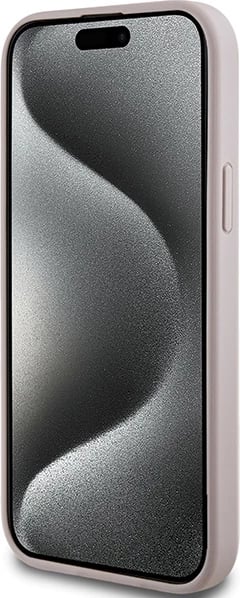 Mbështjellës Guess 4G Collection Leather Metal Logo MagSafe për iPhone 15/14/13, Rozë