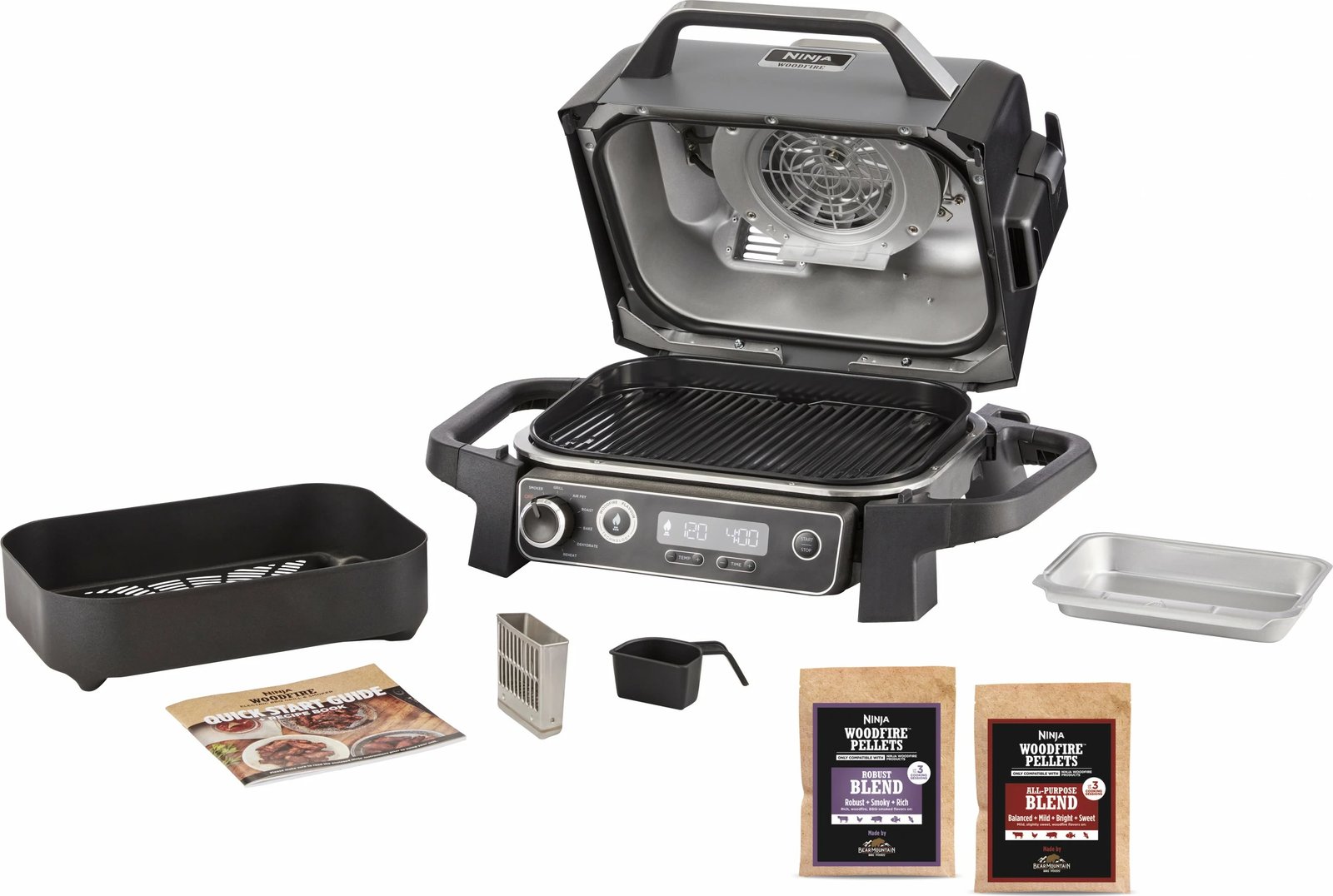 Grill Ninja Woodfire, Metal, 1 zonë, 260°C, i zi