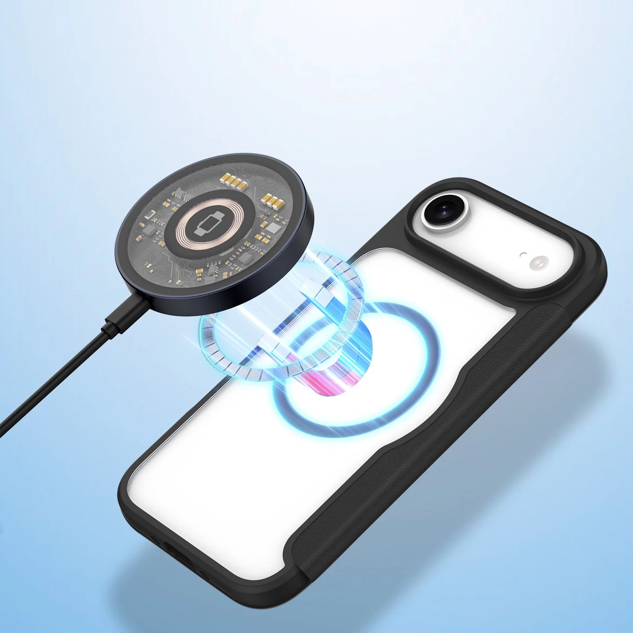 Mbështjellës Dux Ducis Skin X Pro për iPhone 17 Air, me portofol, MagSafe, e zezë