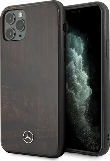 Mbështjellës Mercedes Wood Line Rosewood për iPhone 11 Pro, kafe