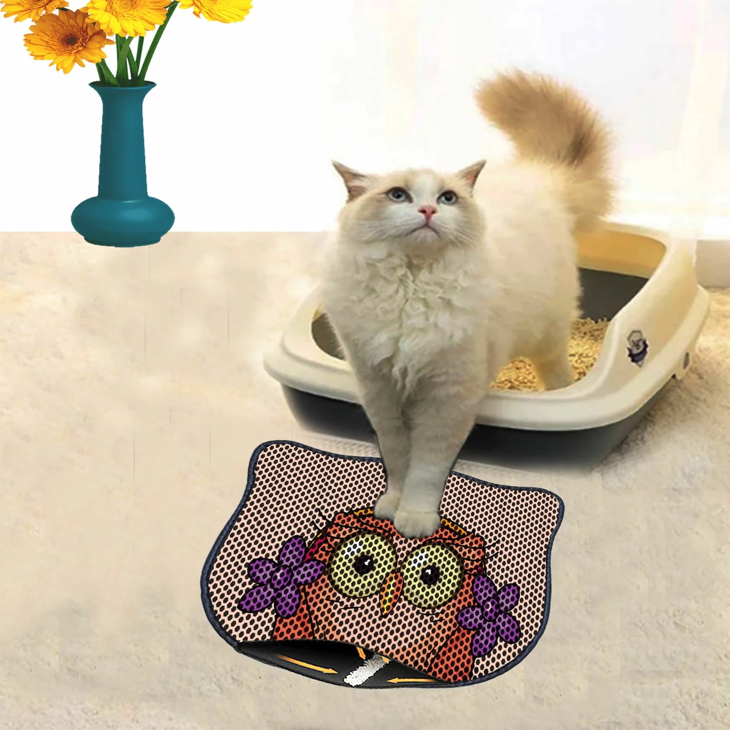 Tapet për rërë mace, shumëngjyrësh, Paws & Whiskers, Kdkafa0259, 40x50cm