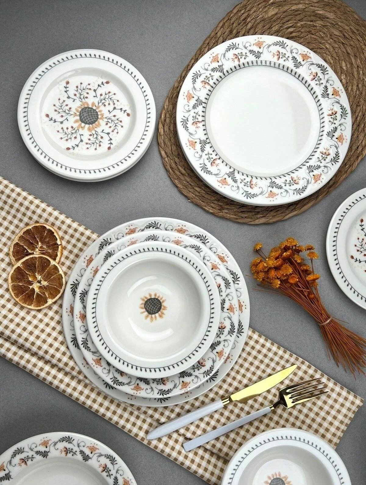 Set enësh për drekë (24 copë), Hermia Concept, Sunflower 24