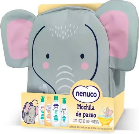 Set për fëmijë me çantë shpine Nenuco Mochila Elefante unisex gri 4 produkte