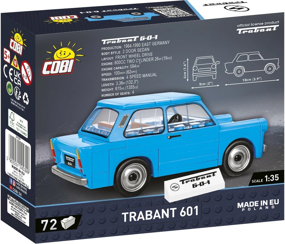Set ndërtimi Cobi Trabant 601, 72 pjesë, blu