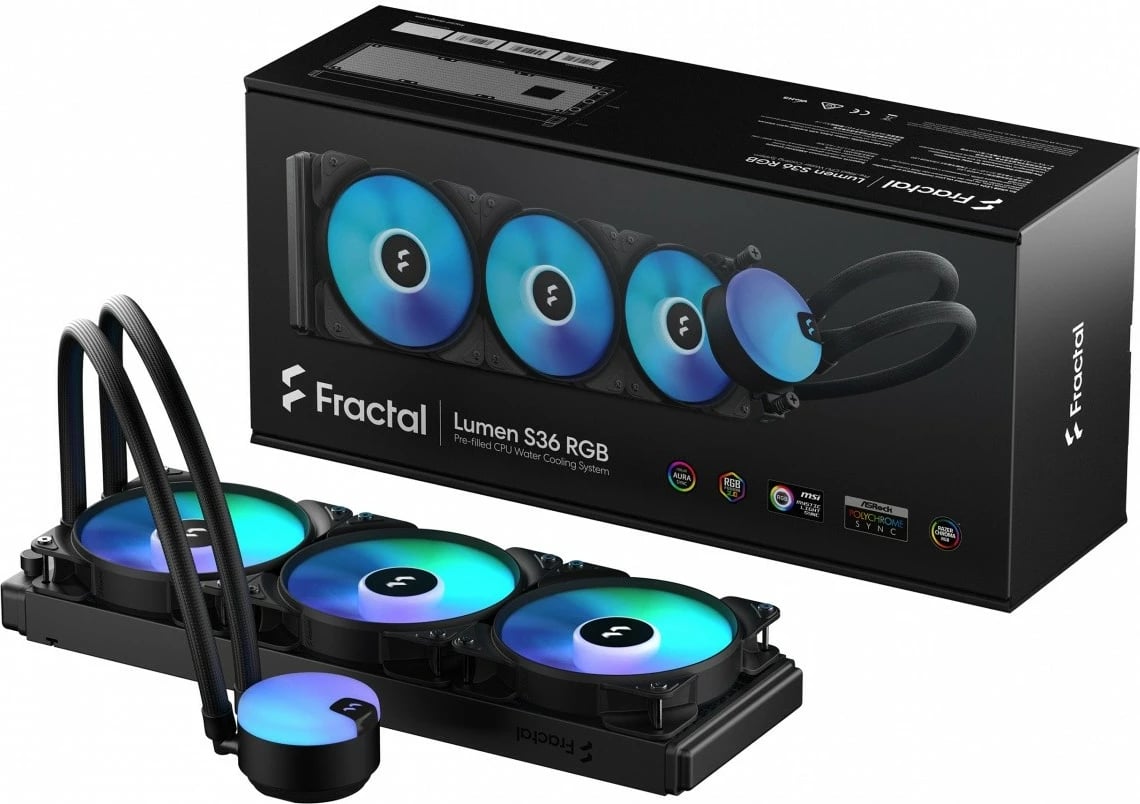 Ftohës me ujë për CPU Fractal Design Lumen S36 RGB, 3 ventilatorë, ARGB