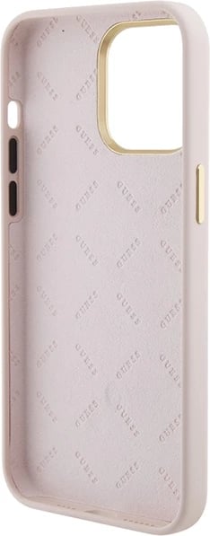Mbështjellës Guess Silicone Logo Strass 4G për iPhone 15 Pro Max, Rozë